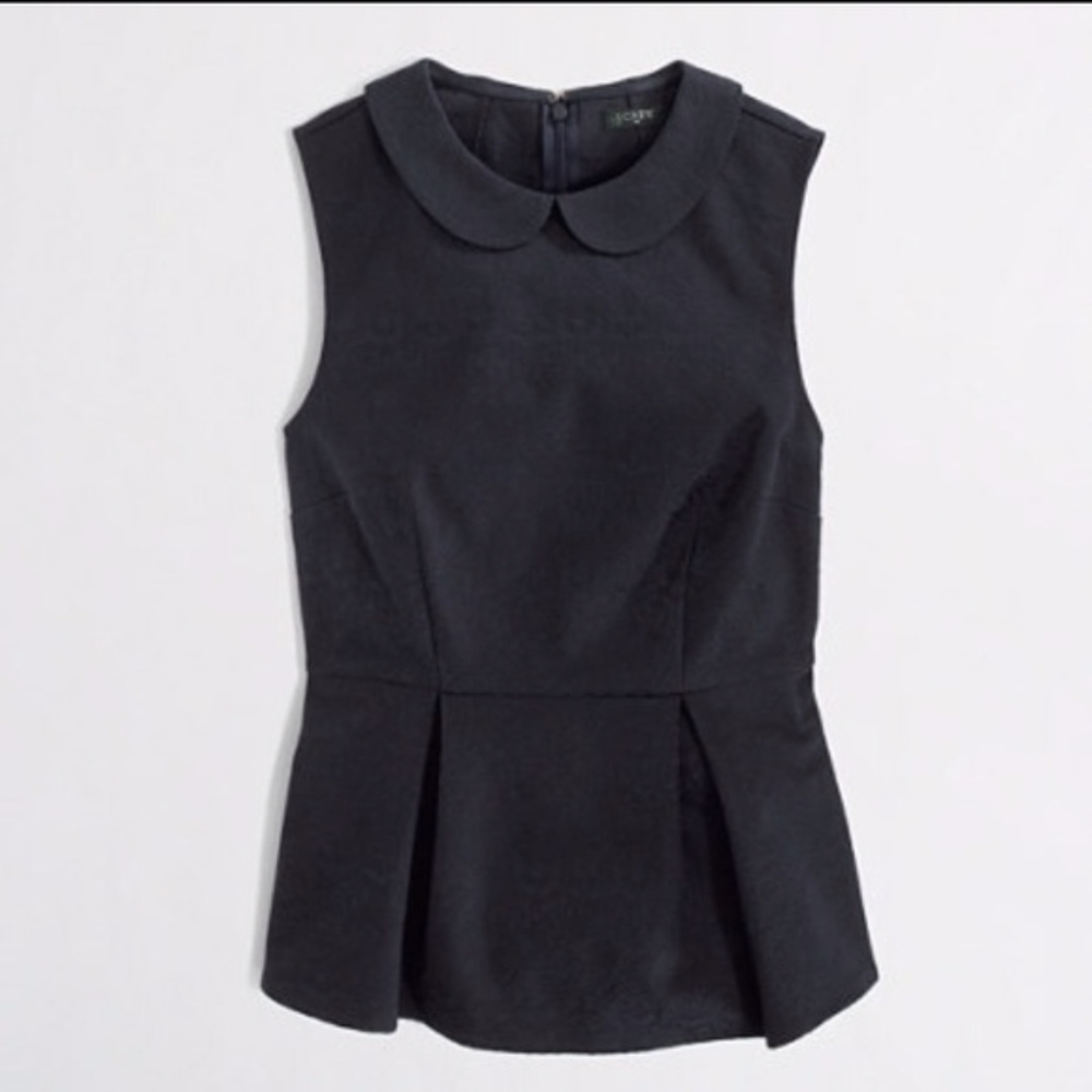 J.Crew Navy Collared Peplum Top